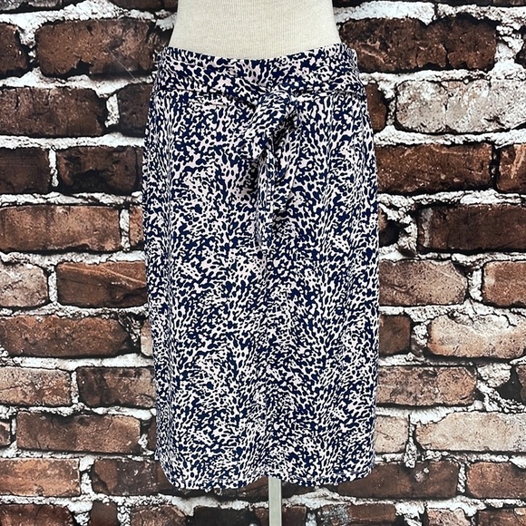 14th & Union Skirt Pink Blue Pencil Tie Split Front Size Medium - Picture 5 of 13